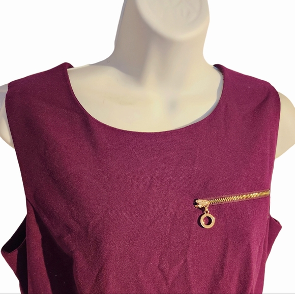 Calvin Klein burgundy Front Zip Accent Fit and Flare Mini Dress - Picture 2 of 4